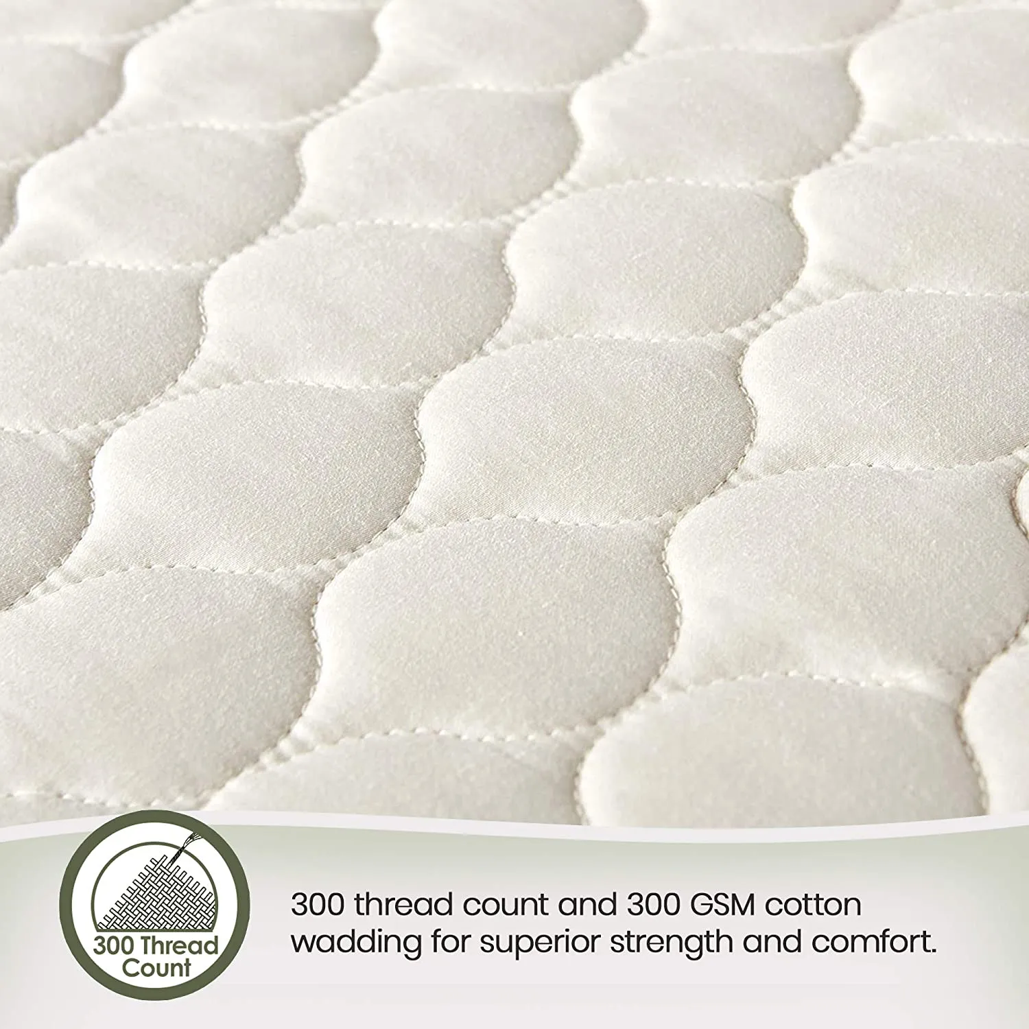 100% Organic Cotton Mattress Protector - Breathable Quilted Fitted Mattress Pad Cover, 17" Deep Pocket