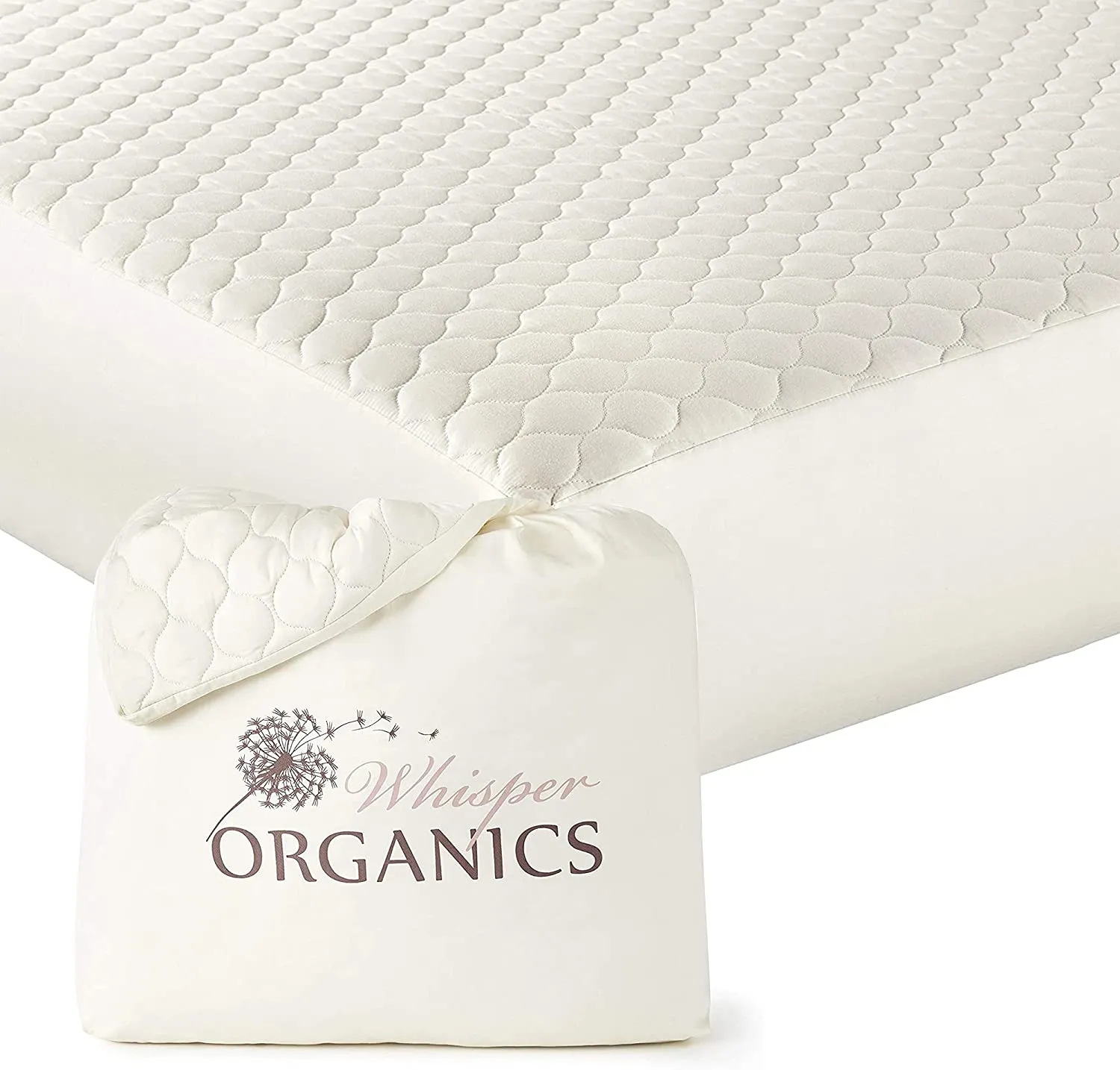 100% Organic Cotton Mattress Protector - Breathable Quilted Fitted Mattress Pad Cover, 17" Deep Pocket