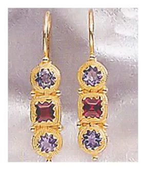 14k Thira Iolite and Garnet Earrings