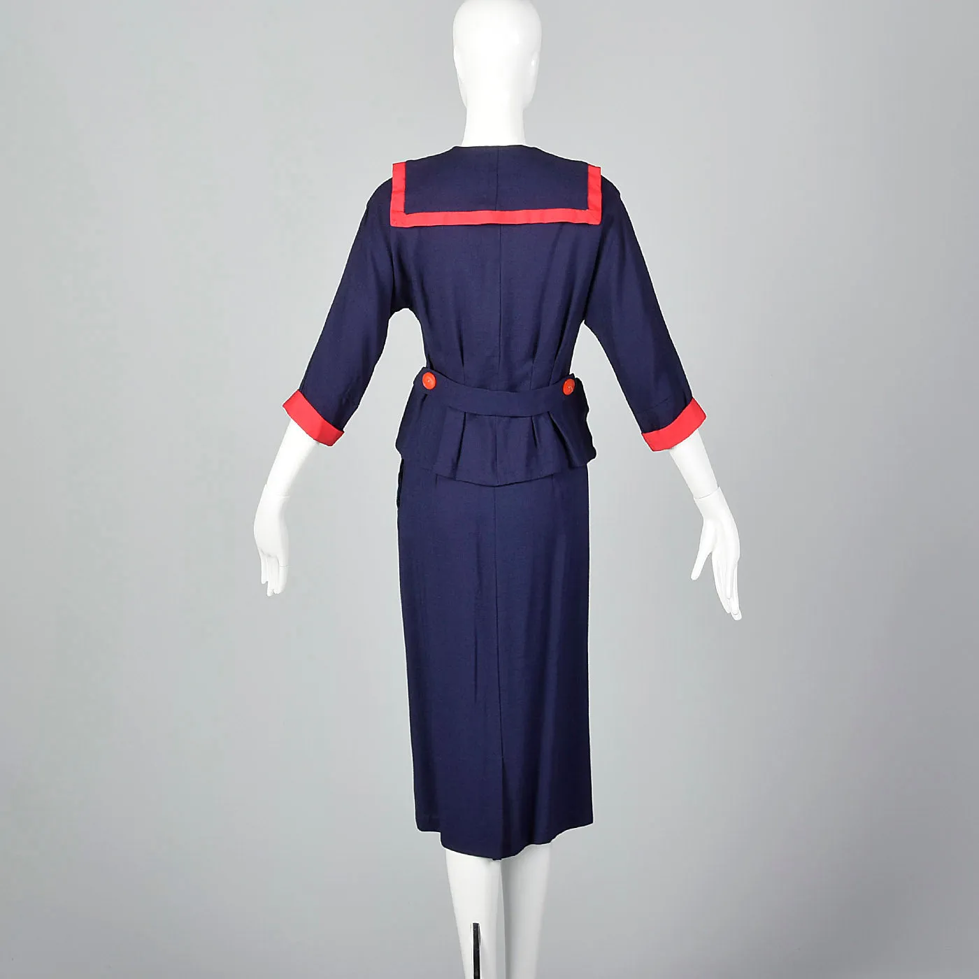 1950s Navy Sailor Style Skirt Suit