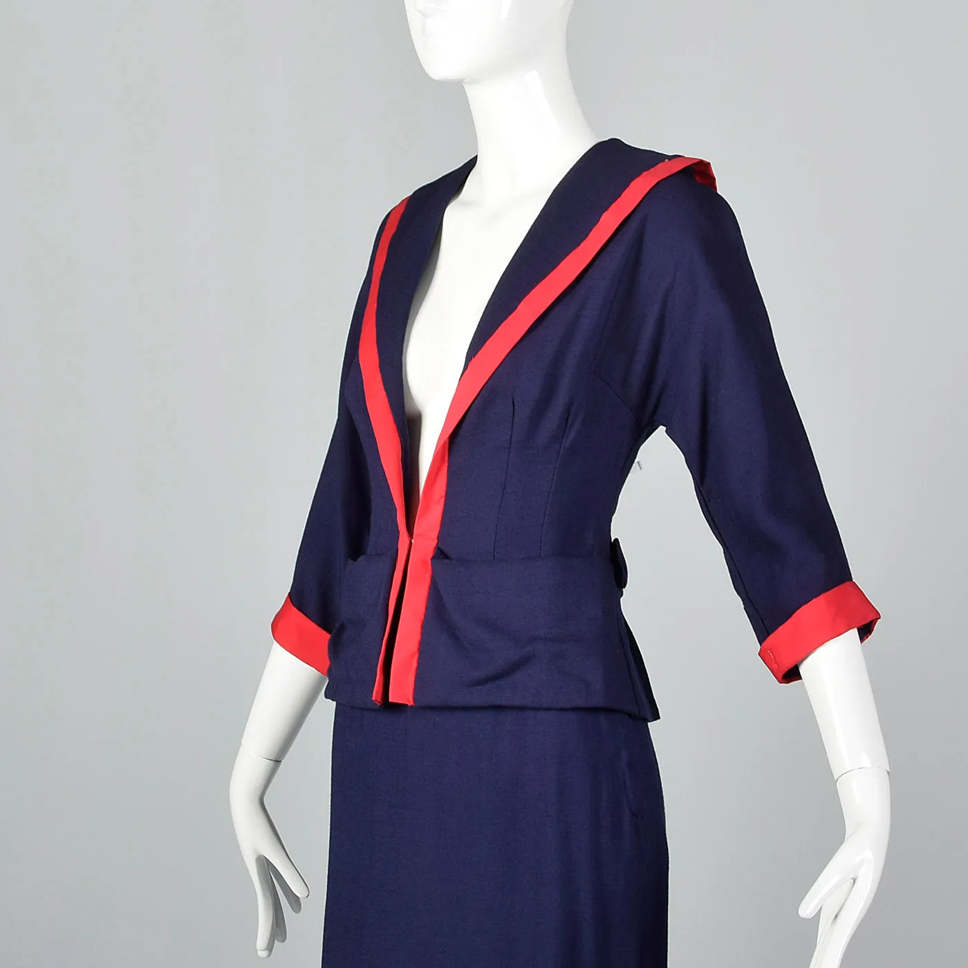 1950s Navy Sailor Style Skirt Suit