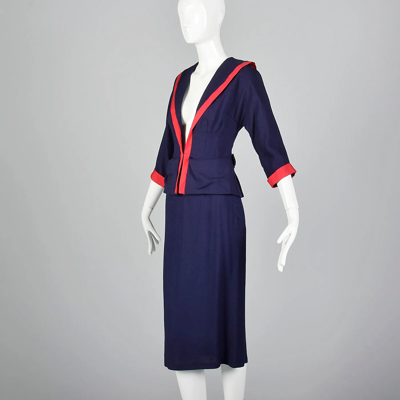 1950s Navy Sailor Style Skirt Suit