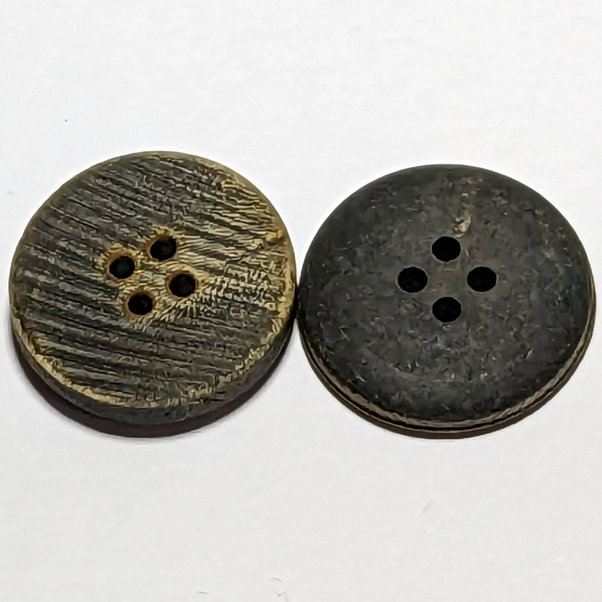 23mm or 15mm Eco Dark Brown Horn 4 Hole Buttons