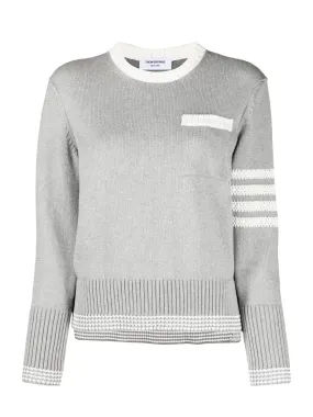 4-Bar Stripe Cotton Jumper (Light Grey)