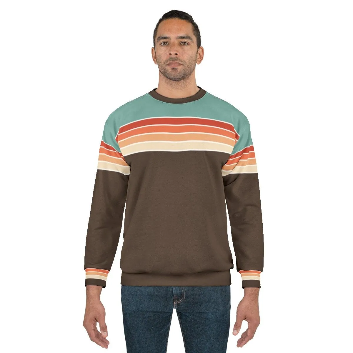 70s Vintage Retro Striped Sweatshirt - Abstract Pattern Sports Apparel