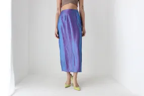 90s Holographic Duo Tone Metallic High Waist Column Midi Skirt