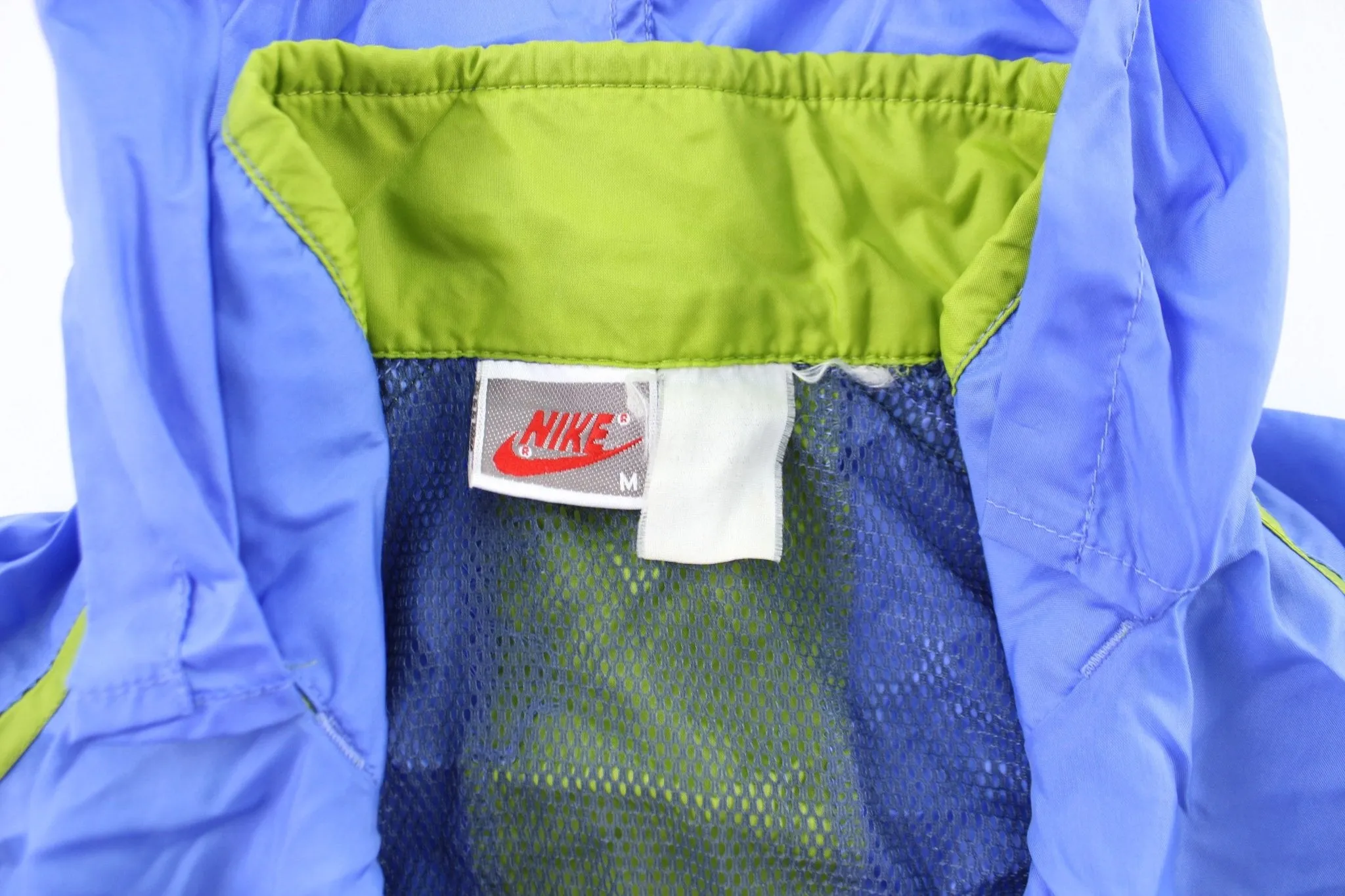 90's Nike Embroidered Logo Blue & Neon Pullover Jacket