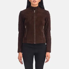 Adalyn Quilted Mocha Suede Biker Jacket