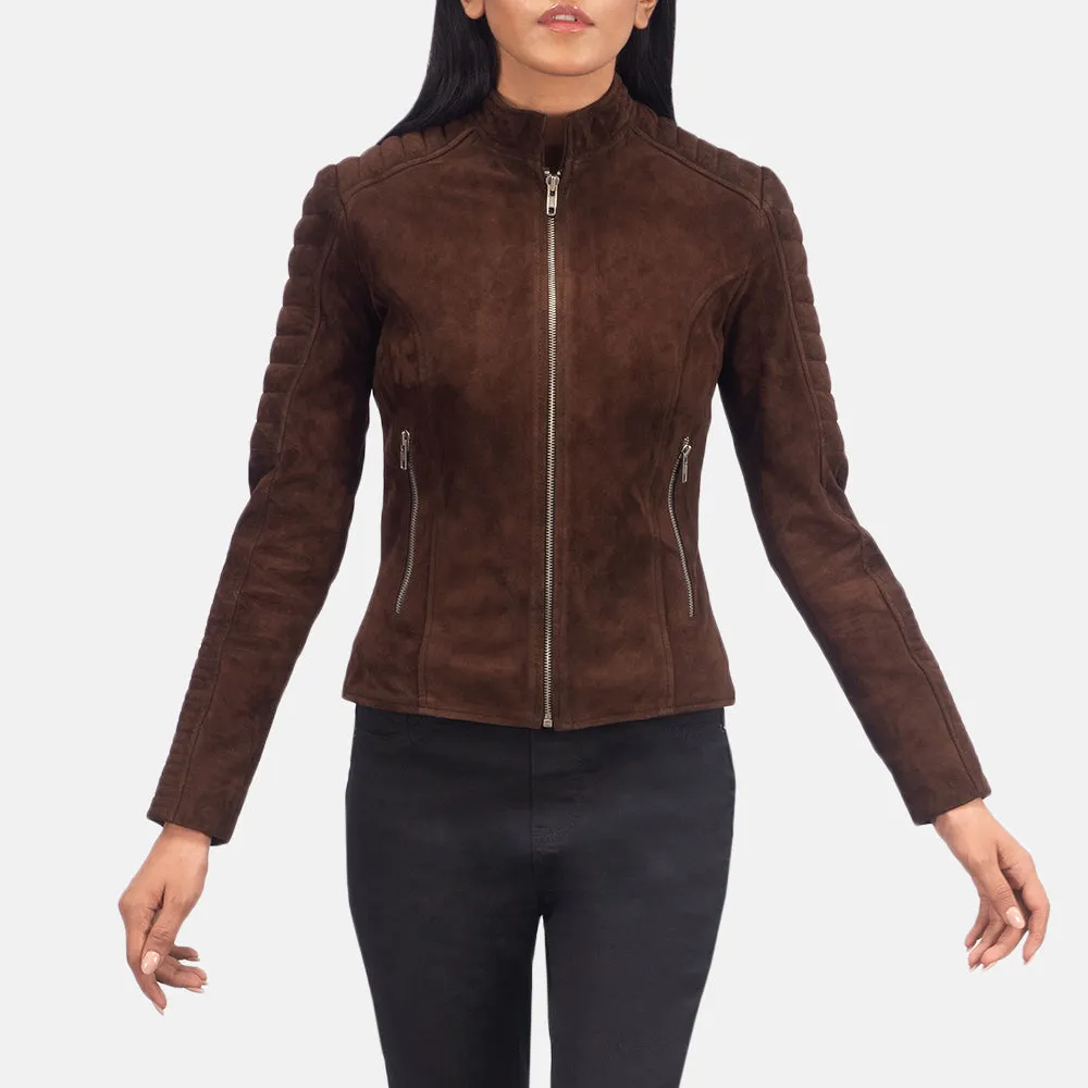 Adalyn Quilted Mocha Suede Biker Jacket