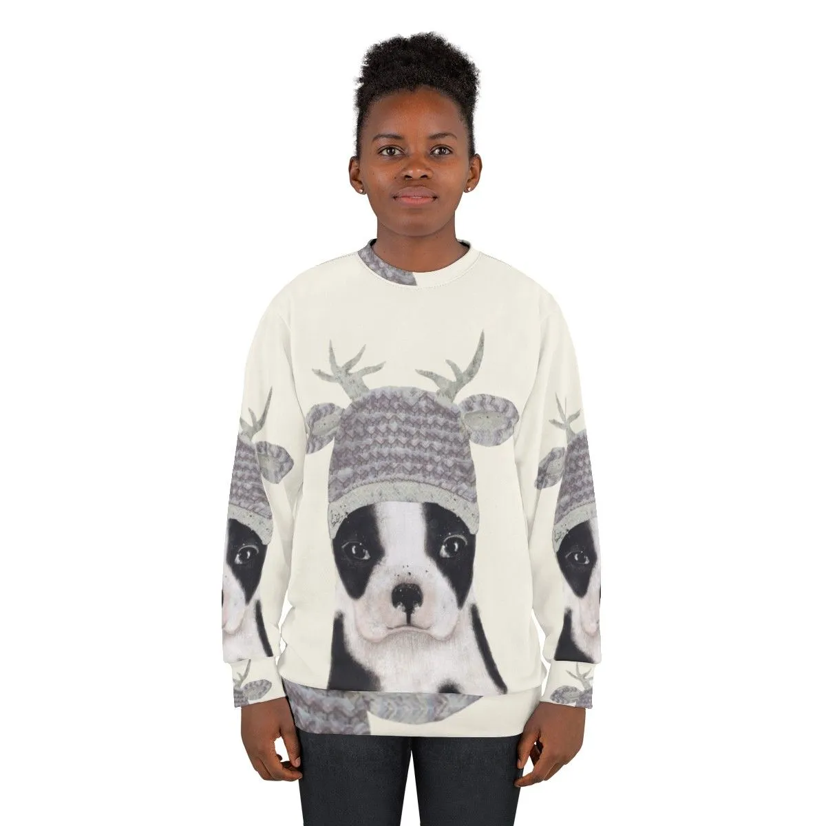 Adorable Boston Terrier Sweatshirt with Cute Dog Art