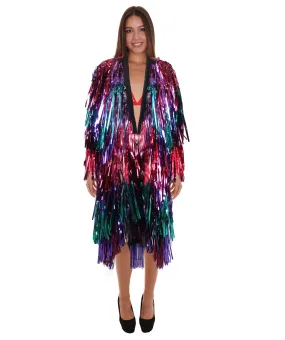 Adult Unisex Multicolored Loose Fit Tinsel Jacket | Perfect for Halloween | Synthetic Material