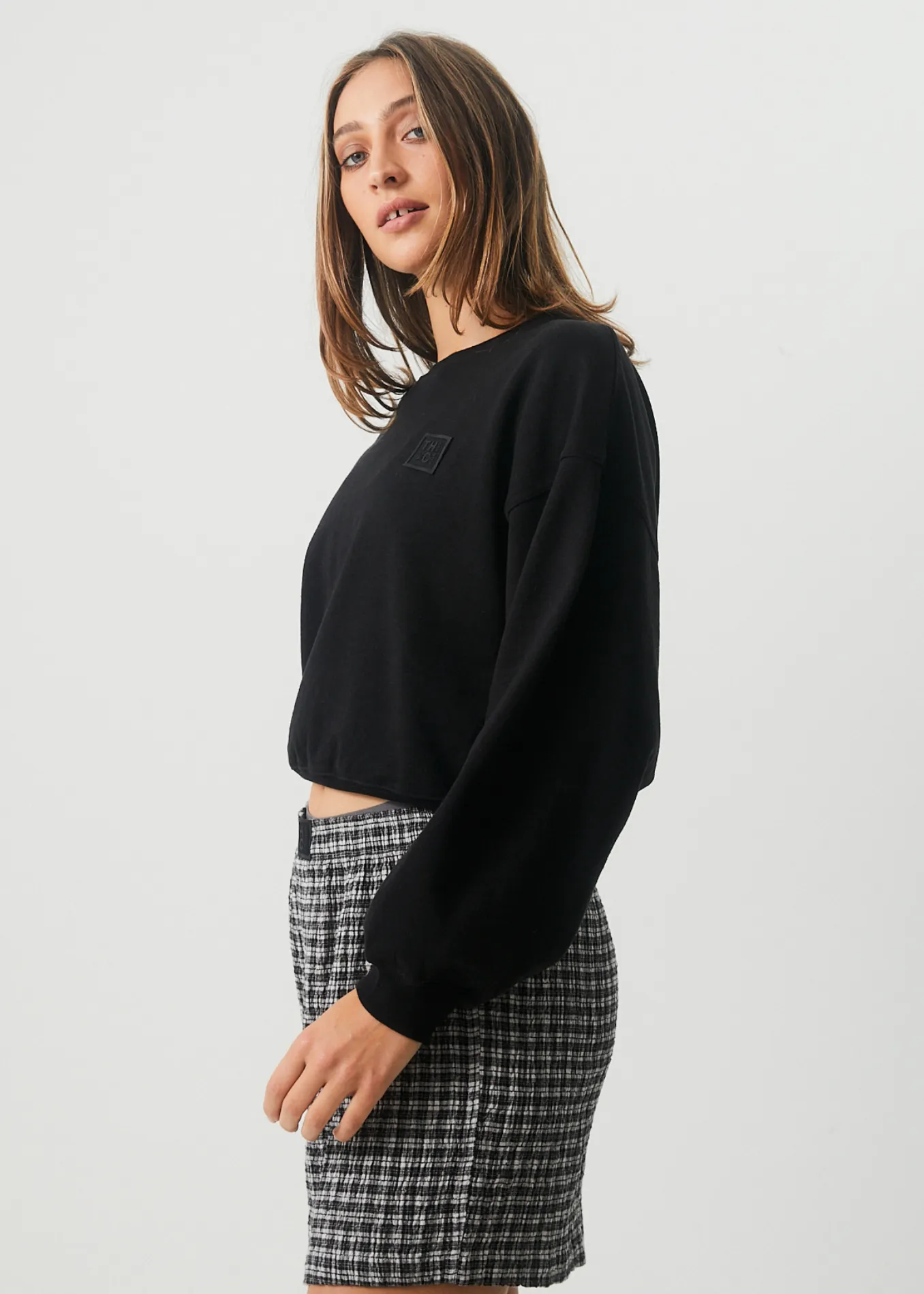 AFENDS Womens Comet - Cropped Crew Neck Jumper - Black