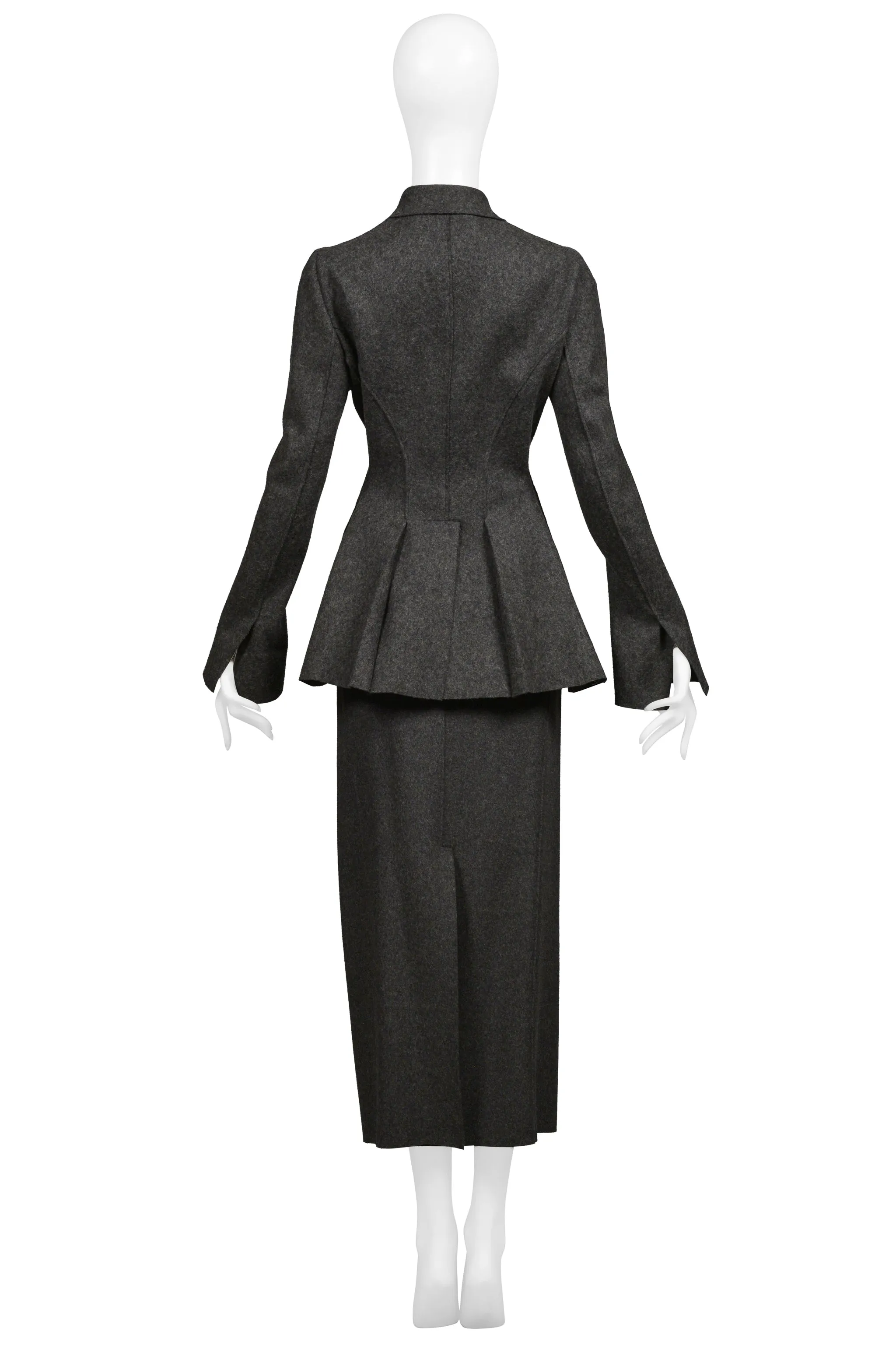 ALBERTA FERRETTI GREY WOOL FELT JACKET & SKIRT ENSEMBLE