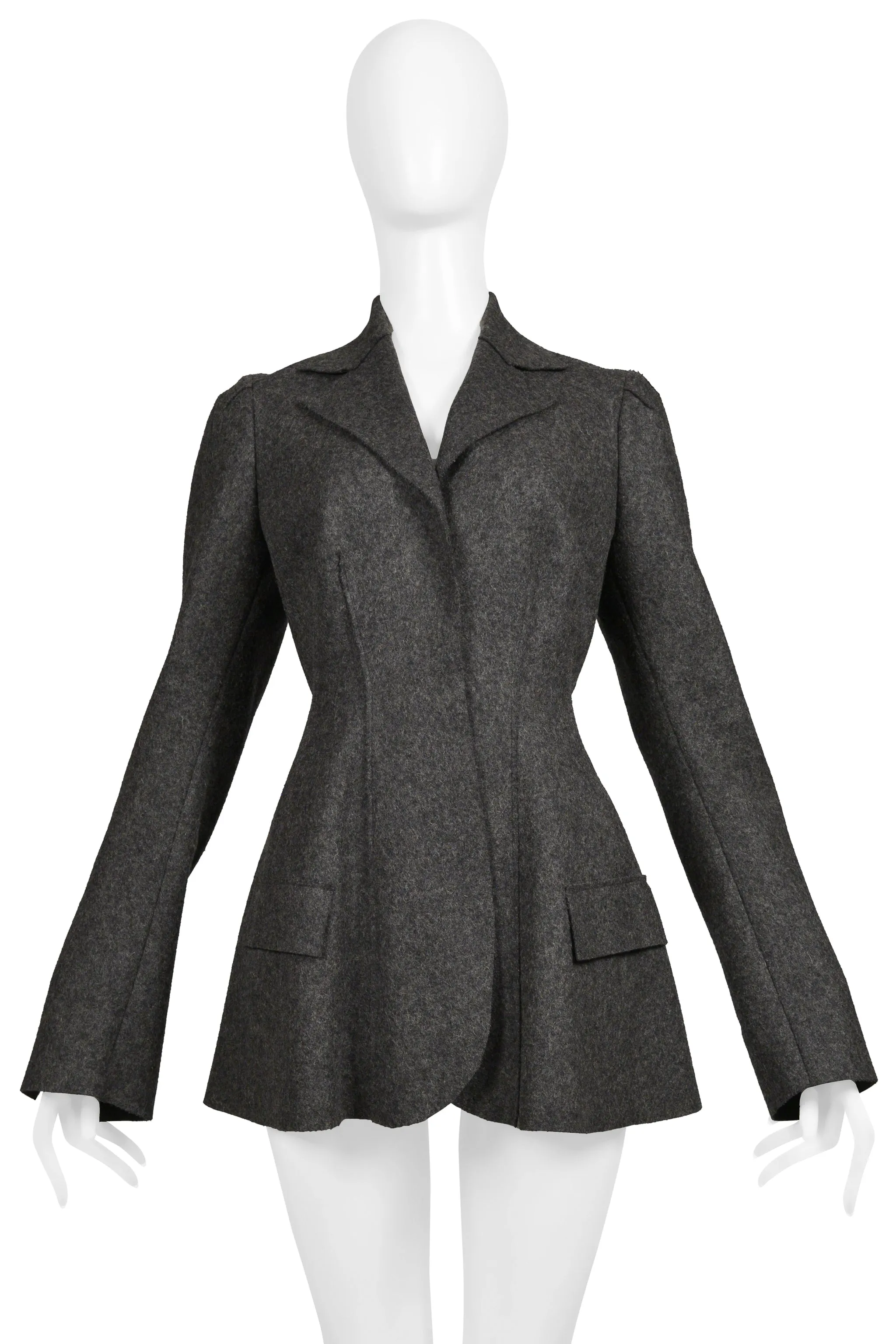 ALBERTA FERRETTI GREY WOOL FELT JACKET & SKIRT ENSEMBLE