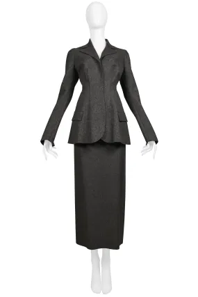 ALBERTA FERRETTI GREY WOOL FELT JACKET & SKIRT ENSEMBLE