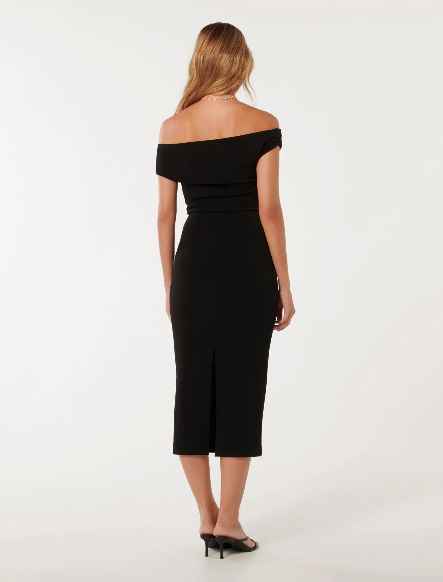 Alexa Tipped Shoulder Bodycon Midi Dress