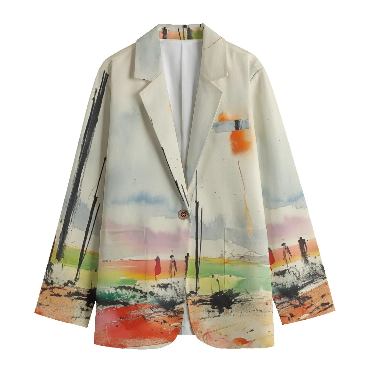 All-Over Print Women's Leisure Blazer | 245GSM Cotton47 landscape, abstract, print