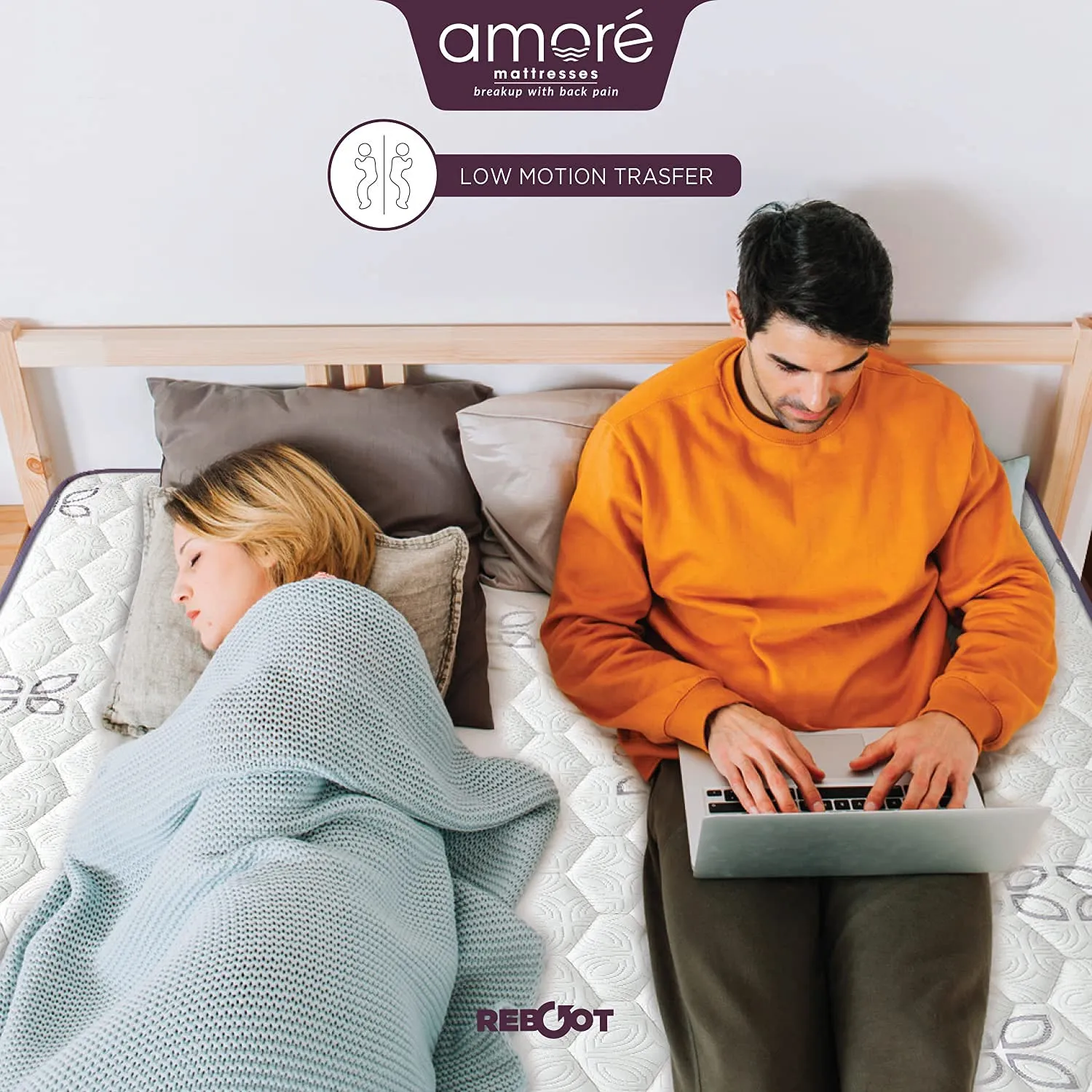 Amore Reboot 8 Inch Eurotop Pocket Spring & H R Foam Queen Size Mattres (78x60x8).