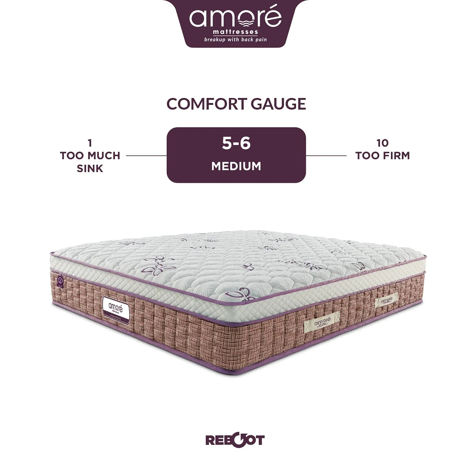 Amore Reboot 8 Inch Eurotop Pocket Spring & H R Foam Queen Size Mattres (78x60x8).