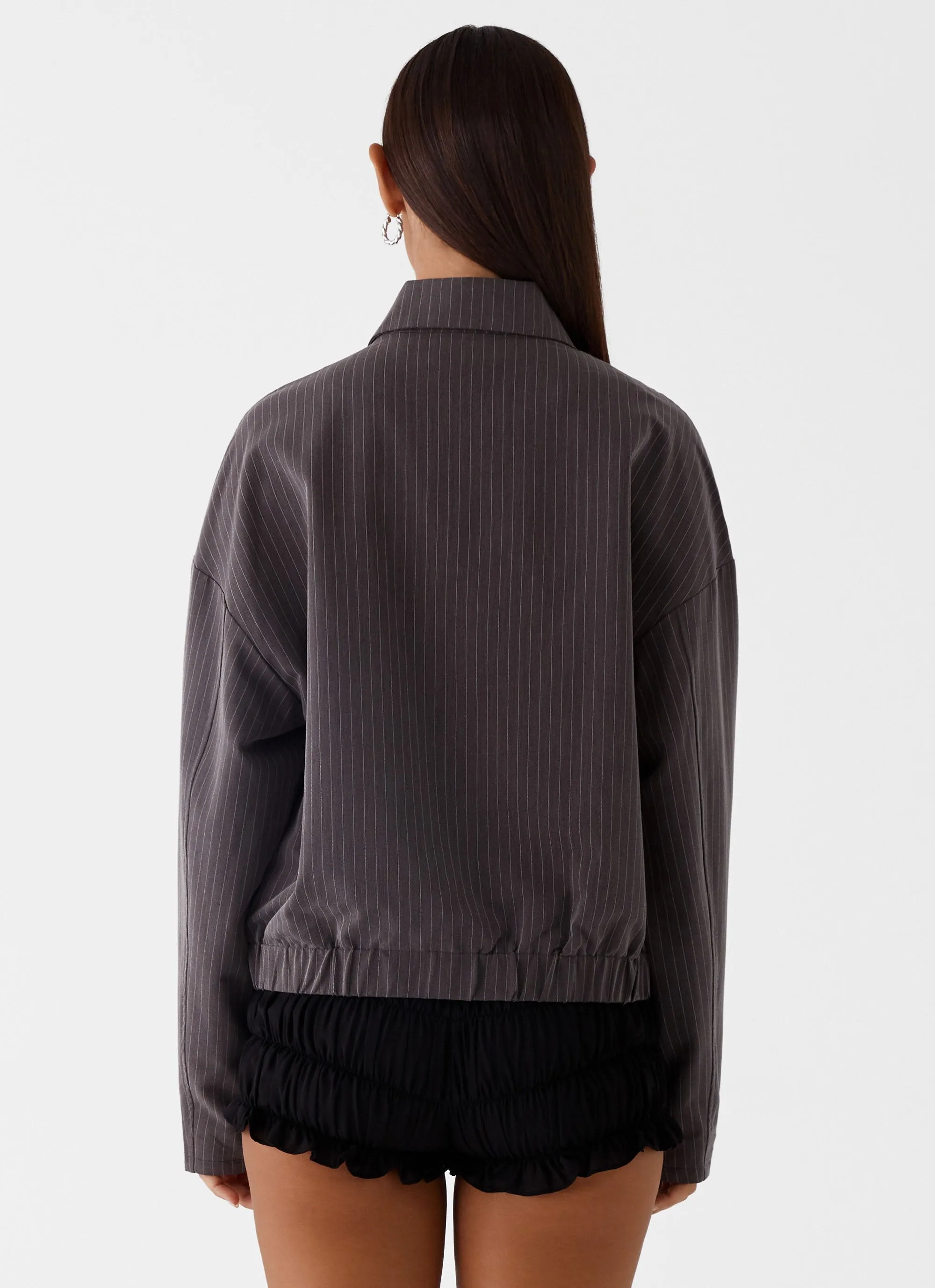 Annelotta Jacket - Grey Pinstripe