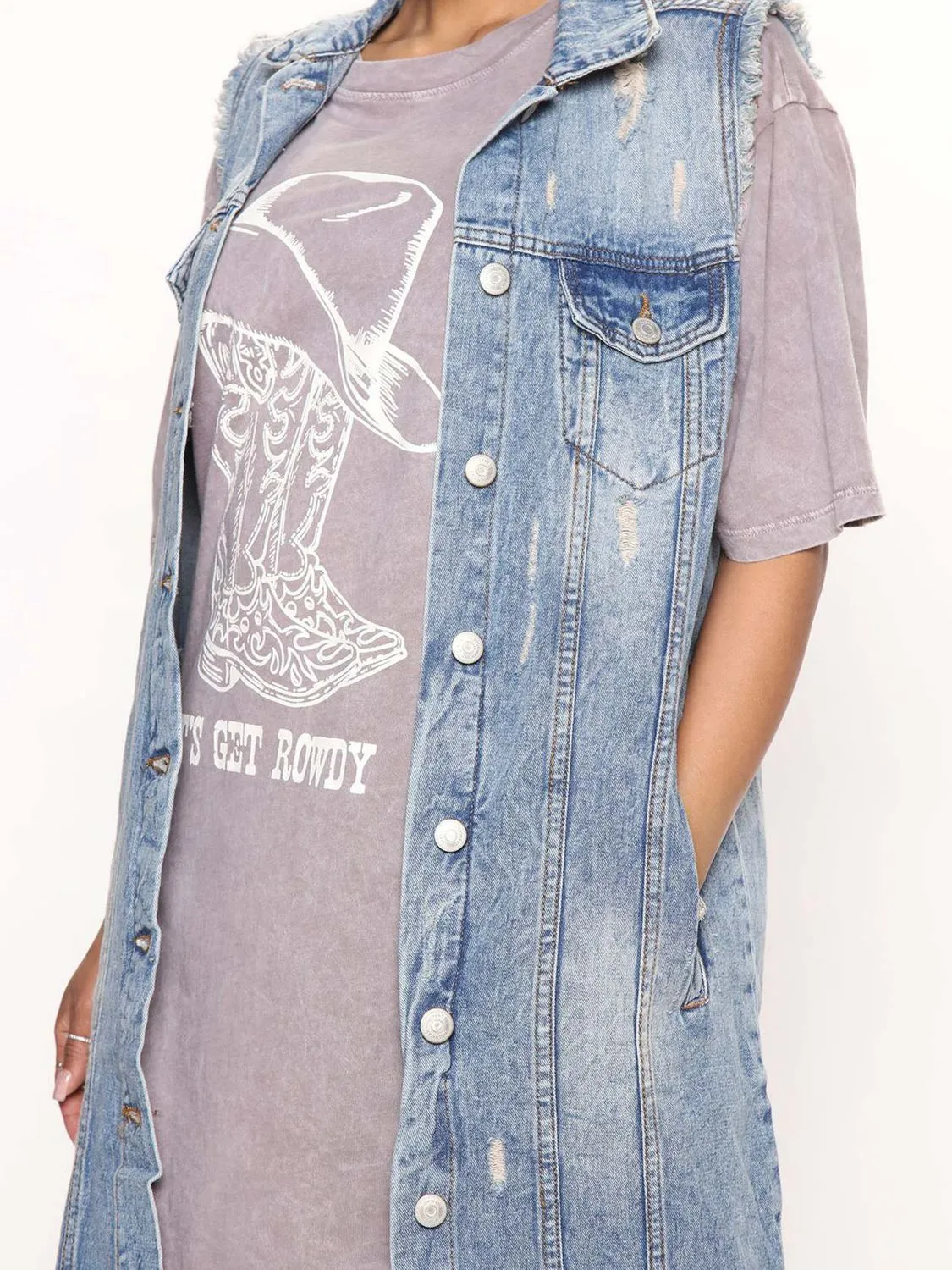 *APP EXCLUSIVE* Long Sleeveless Denim Jacket