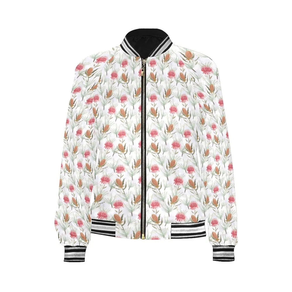 Australian Wattle Large Print Bomber Jacket for Women