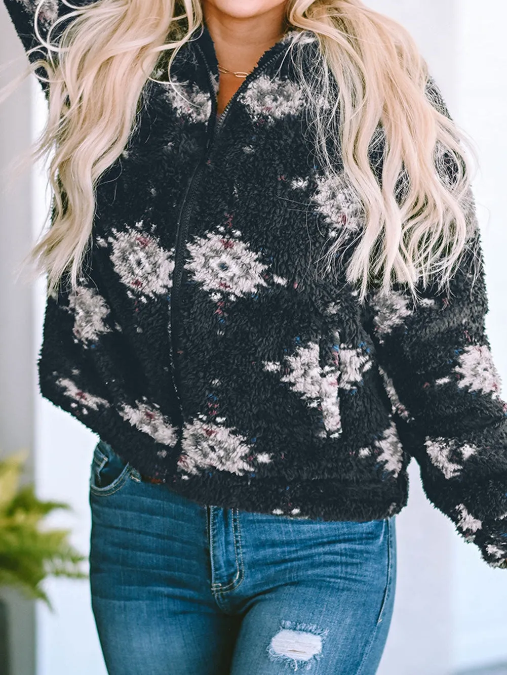 Aztec Print Sherpa Jacket