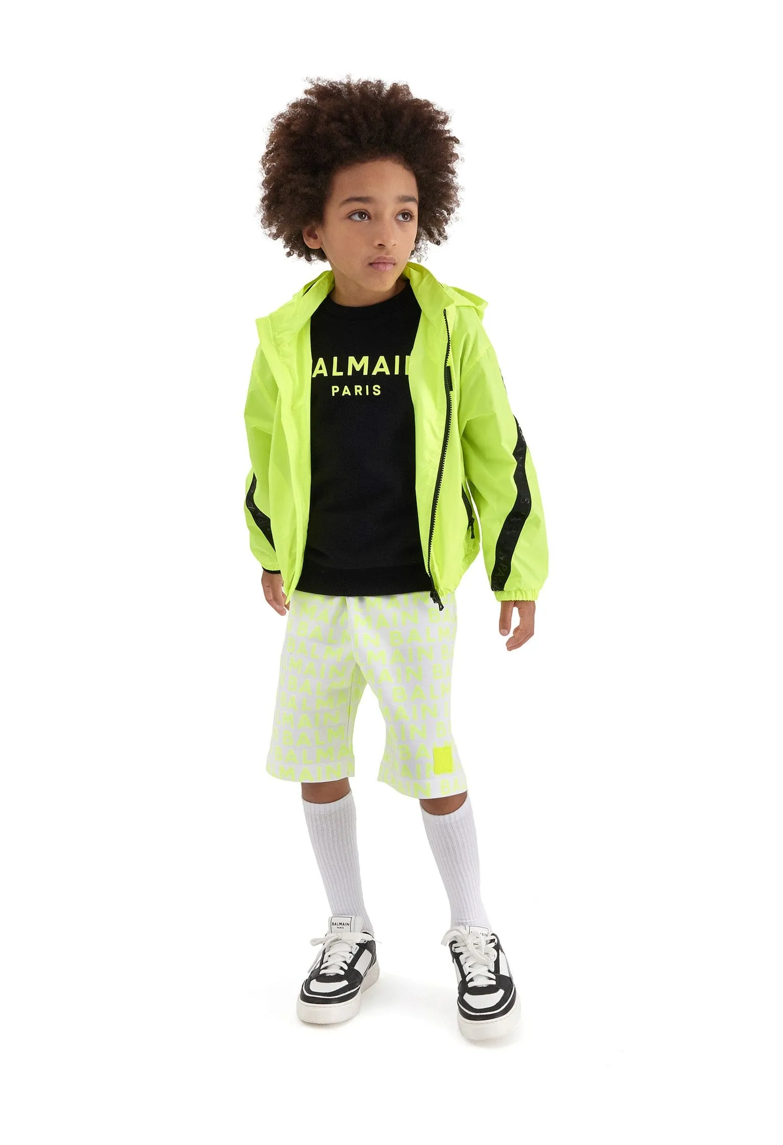 Balmain Boys Fluorescent Zip Up Jacket in Yellow