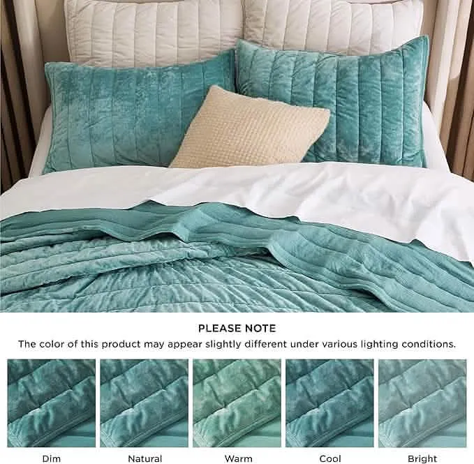 Bedsure Grace Striped Velvet Quilt Set