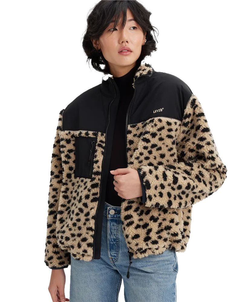 Big Foot Sherpa Fleece Jacket in Leopard