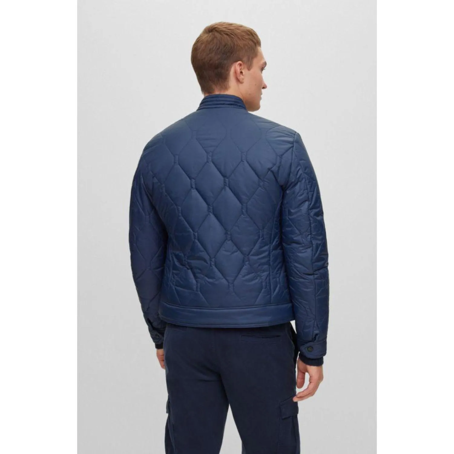 Biker jacket in water-repellent lightweight fabric with quilting