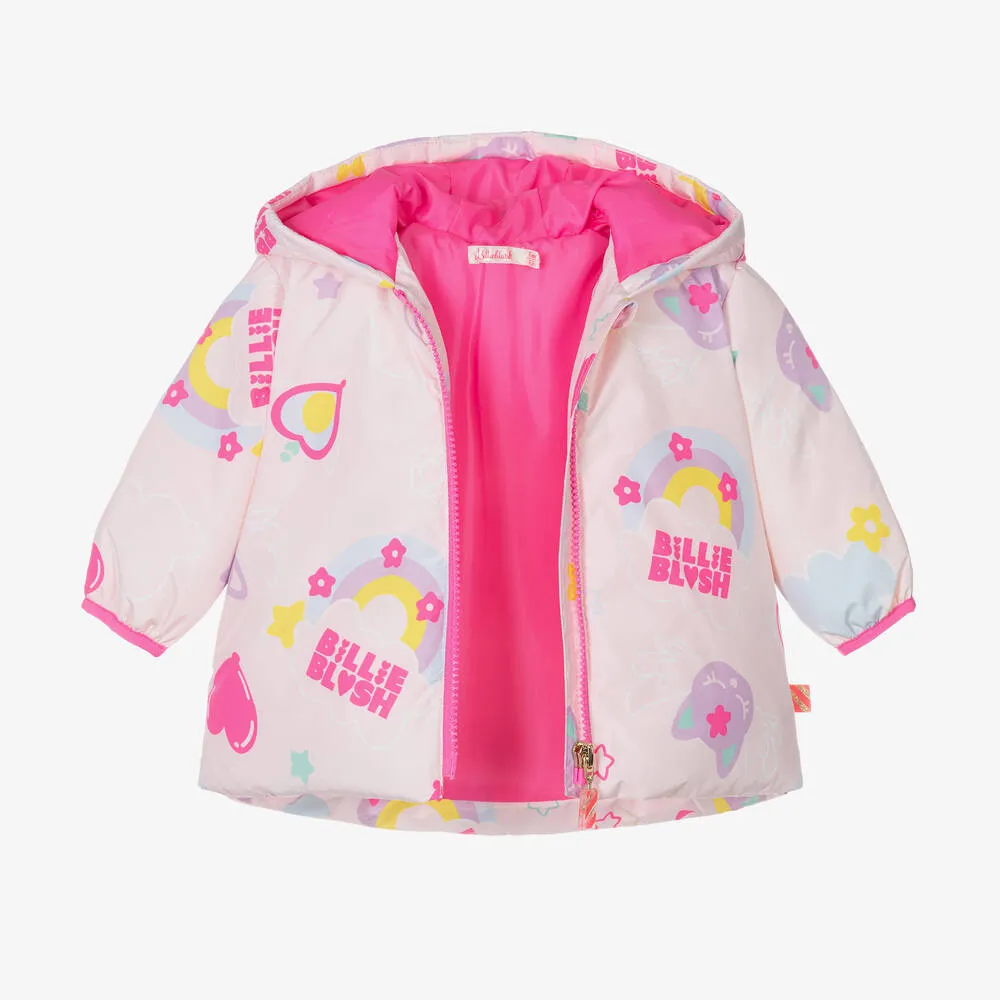 Billieblush Baby Pink Padded Rainbow Cat Jacket