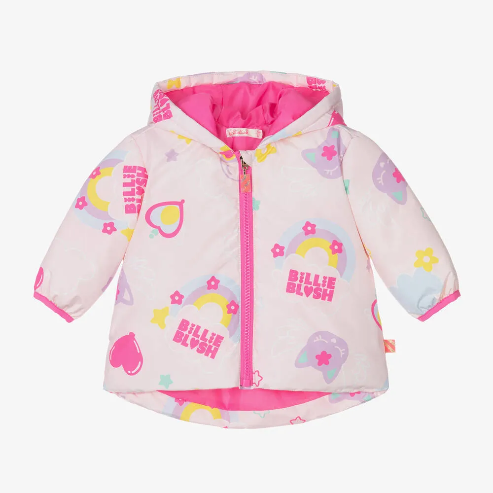 Billieblush Baby Pink Padded Rainbow Cat Jacket