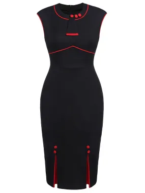 Black 1960s Patchwork Bodycon Dress