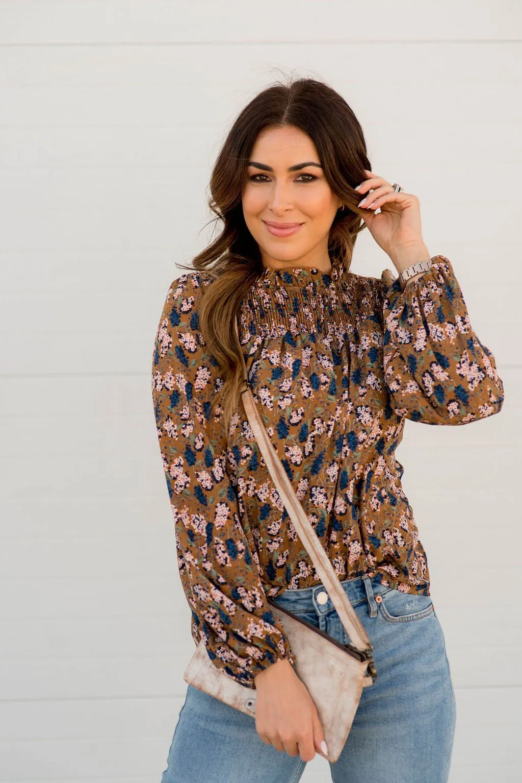 Blossoms Cinched Trim Blouse