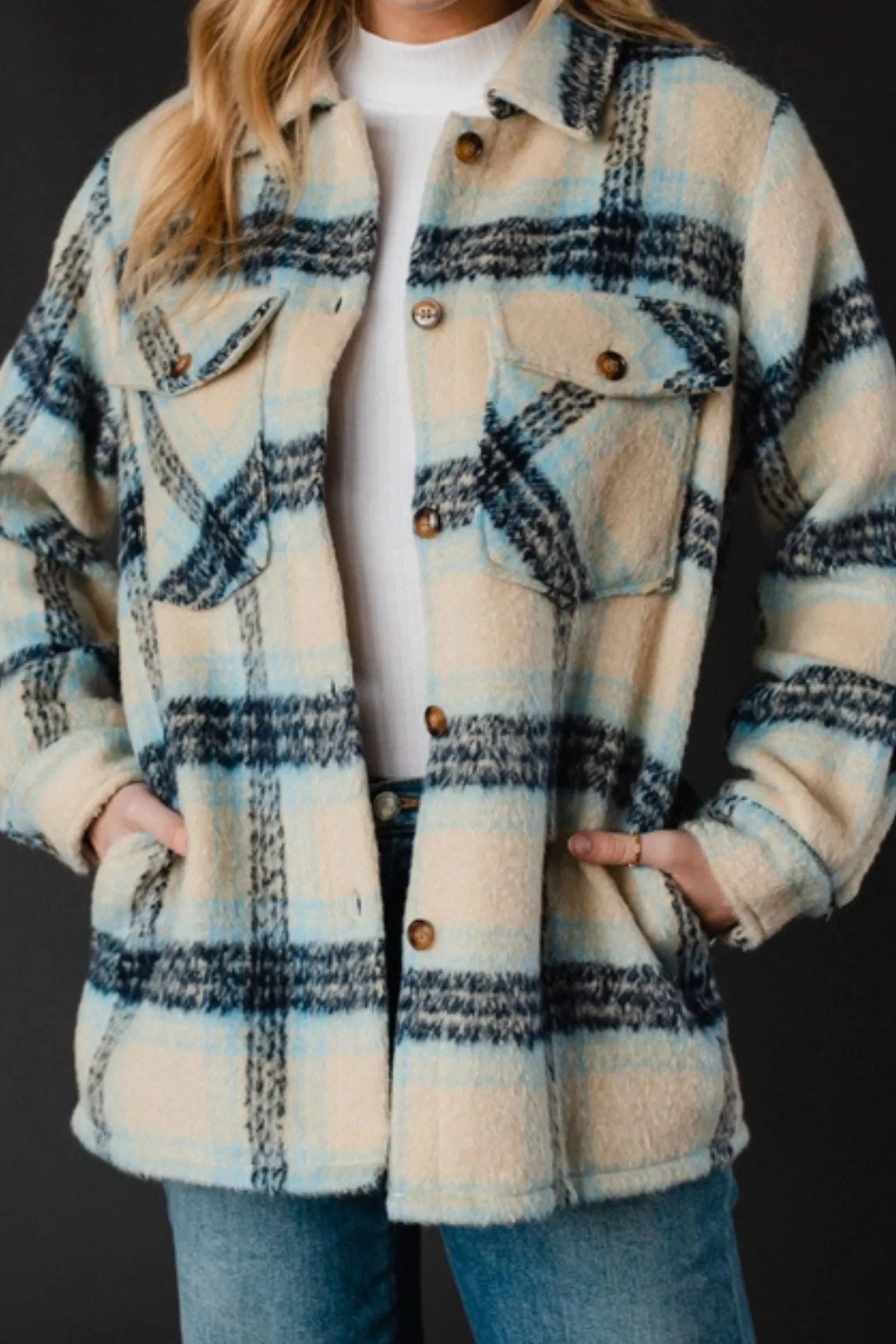 Blue & Cream Plaid Jacket