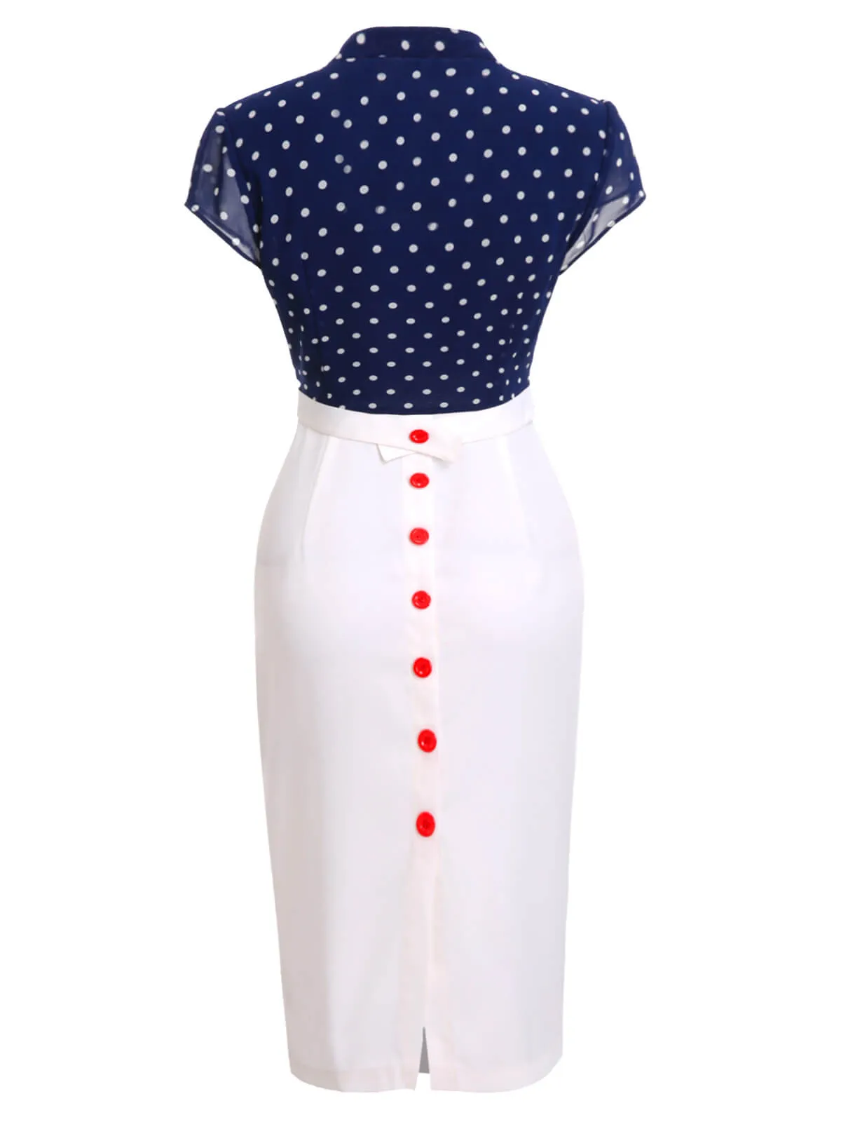 Blue & White 1960s Polka Dot Cap Sleeve Dress