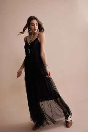 Bohera Janet Elaine Embroidered Leather Tier Dress