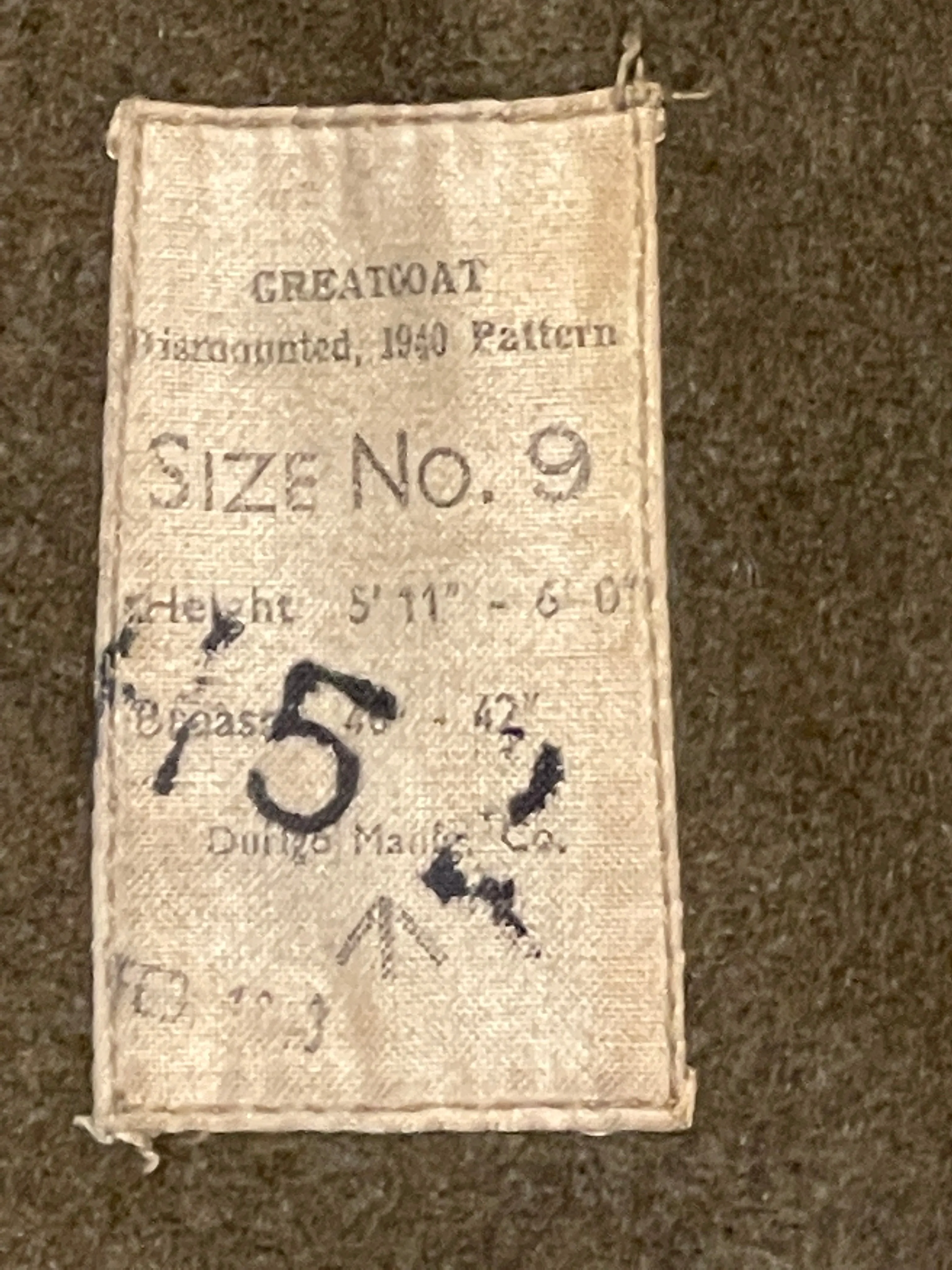 British Great Coat Dismounted 1940 Pattern