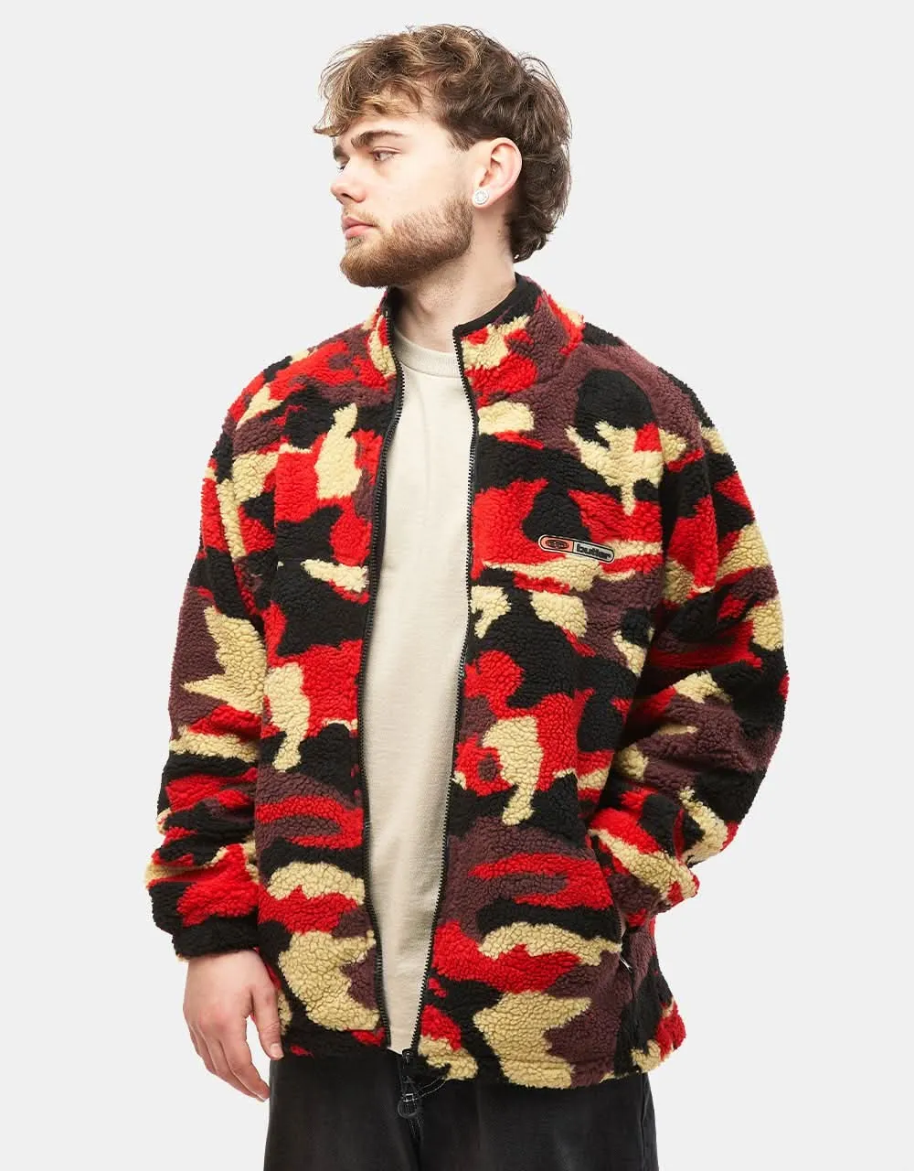 Butter Goods Camo Sherpa Jacket - Red