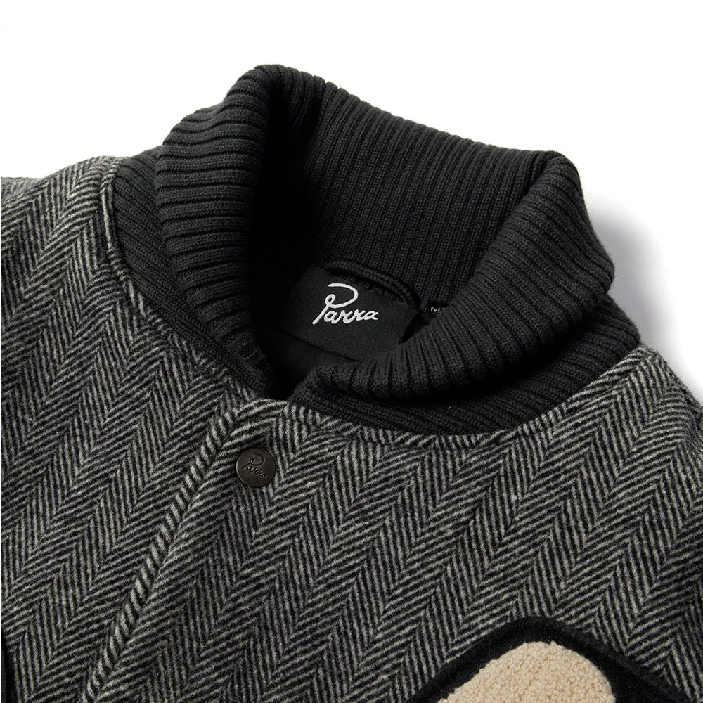 BY PARRA ROUNDED PAR VARSITY JACKET // DARK GREY