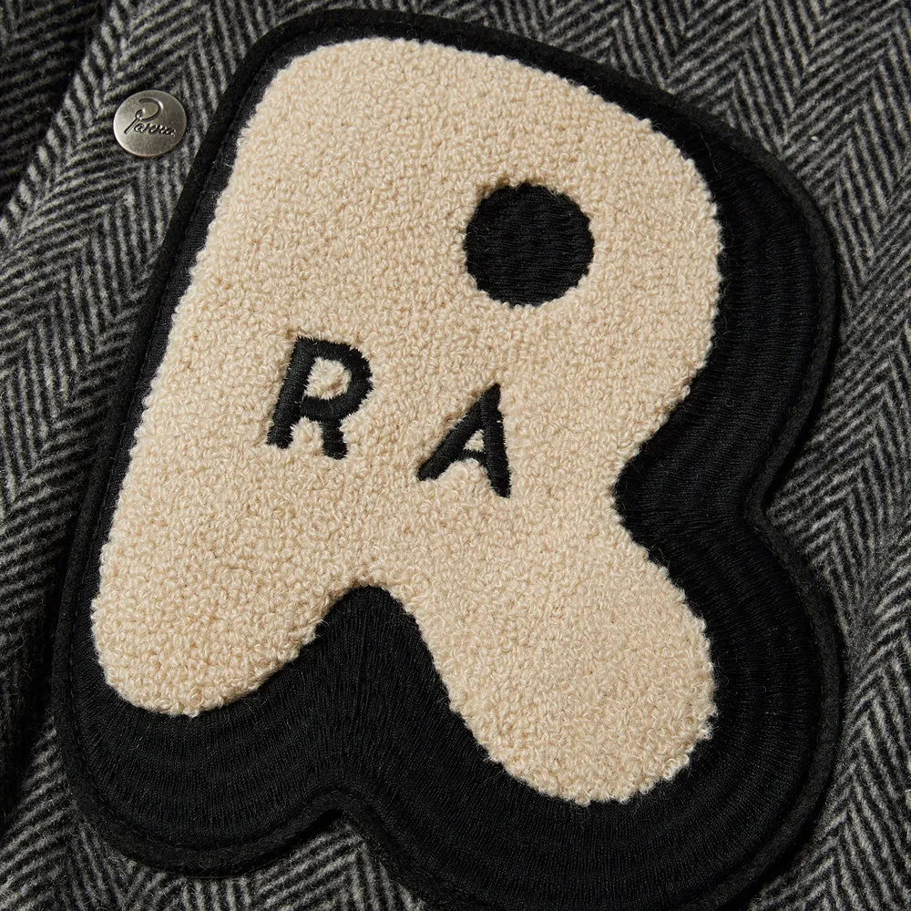 BY PARRA ROUNDED PAR VARSITY JACKET // DARK GREY