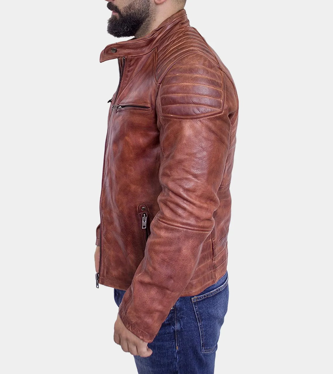 Cafe Racer Quilted Men's Leather Jacket