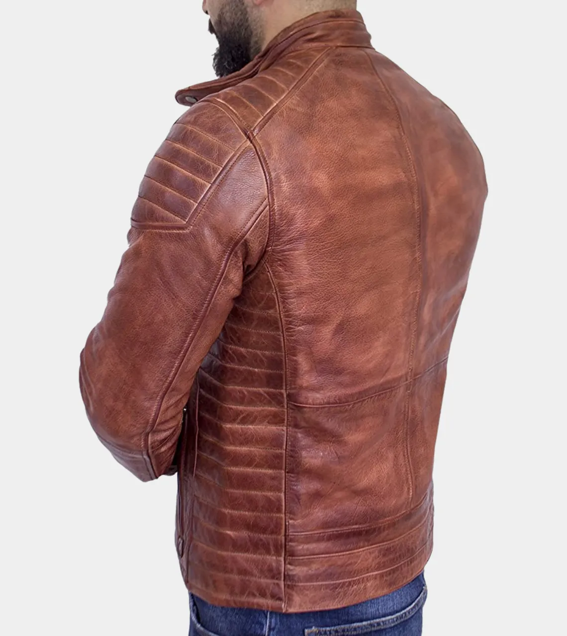 Cafe Racer Quilted Men's Leather Jacket