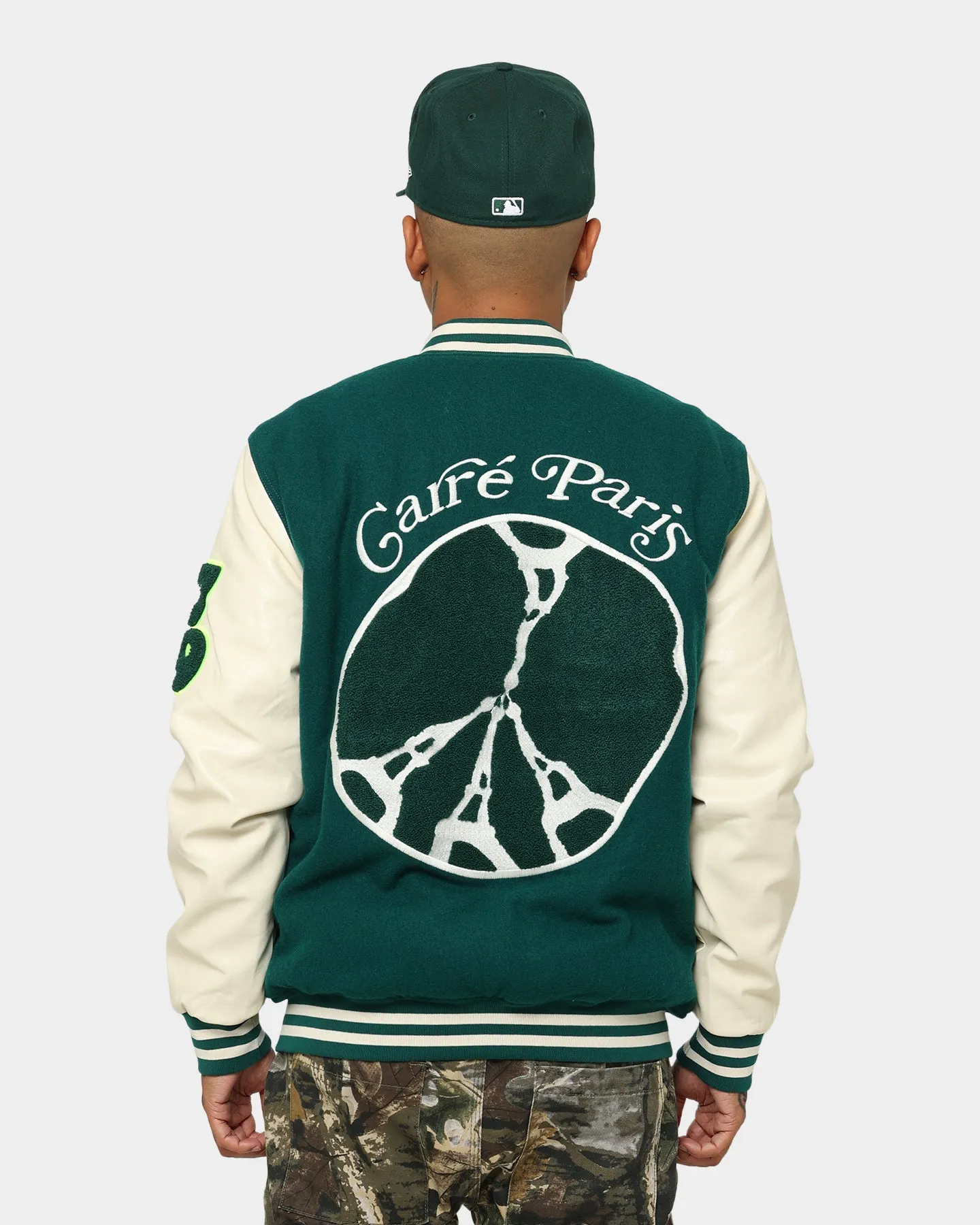 Carre Peace Varsity Jacket Deep Teal