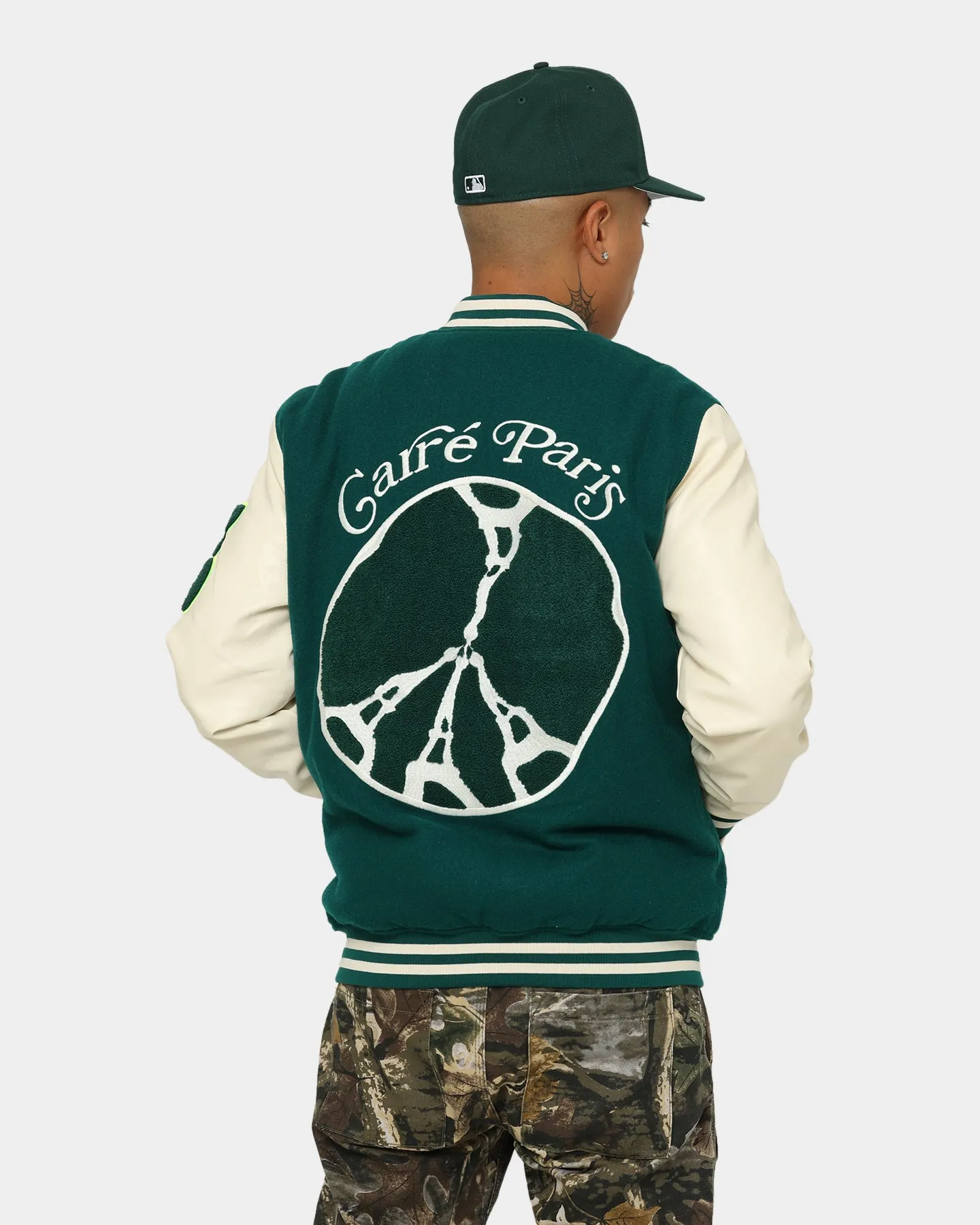 Carre Peace Varsity Jacket Deep Teal