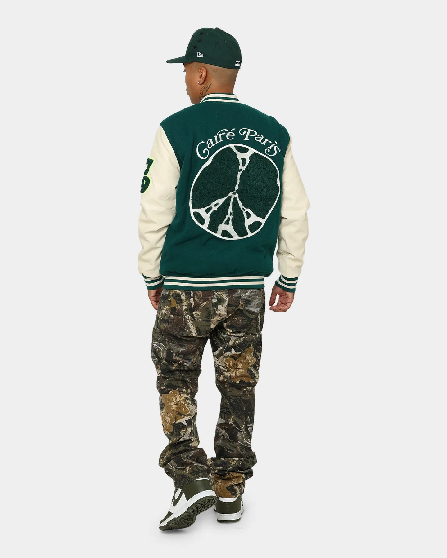 Carre Peace Varsity Jacket Deep Teal