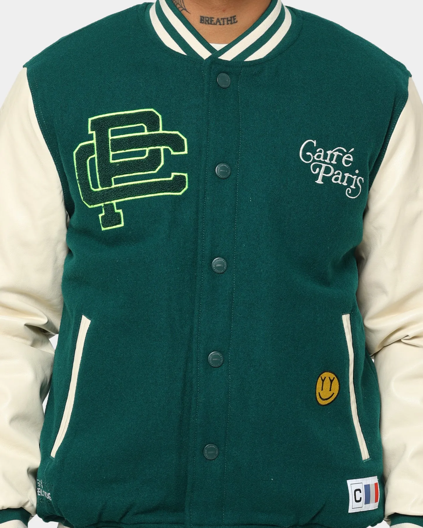 Carre Peace Varsity Jacket Deep Teal