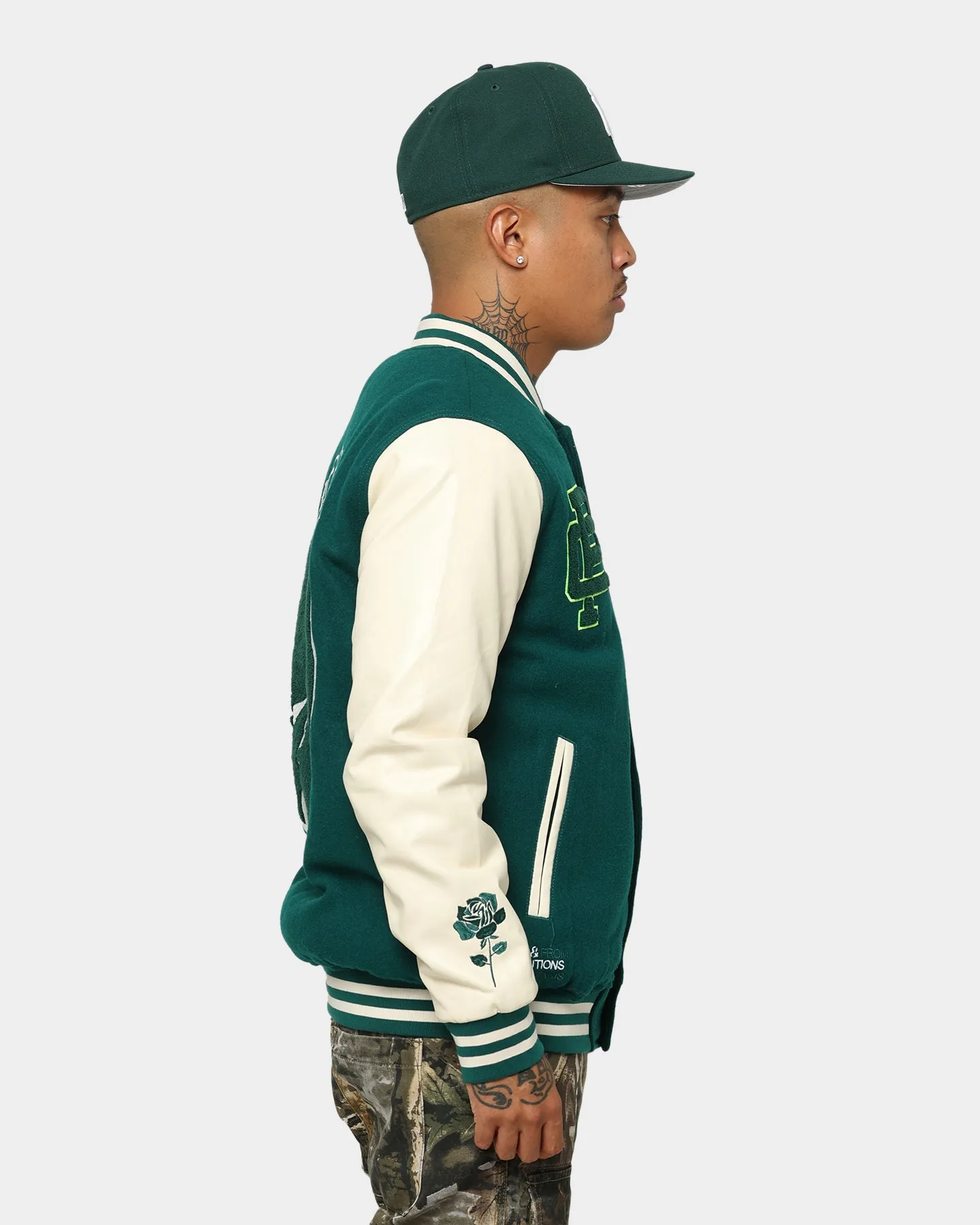 Carre Peace Varsity Jacket Deep Teal