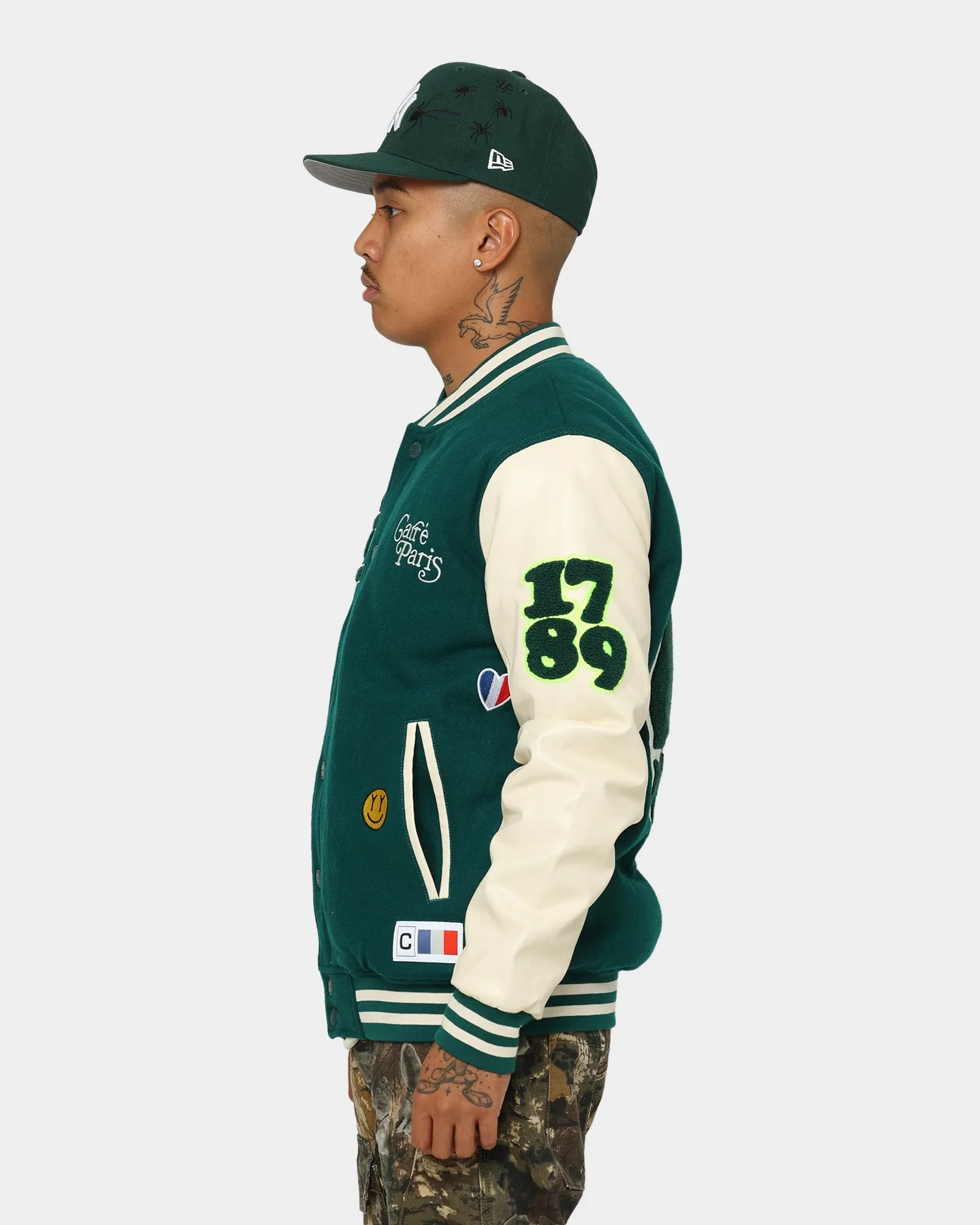 Carre Peace Varsity Jacket Deep Teal